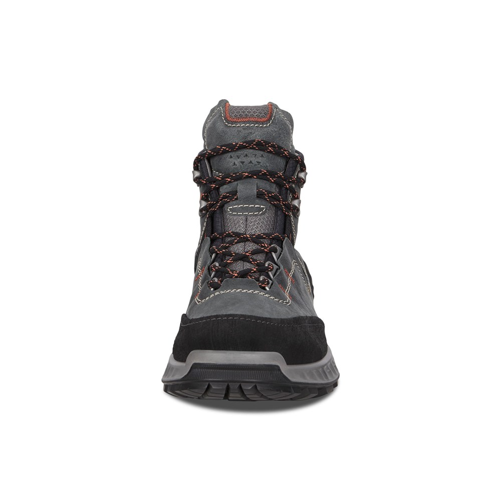 ECCO Mens Hiking Shoes Black - Exohike Mid Gtx - KVM-275916